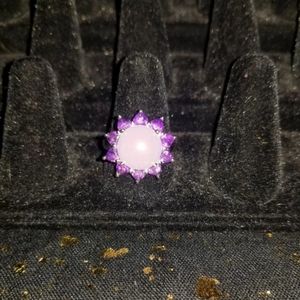 Genuine Lavender Jade, Amethyst Sterling Ring